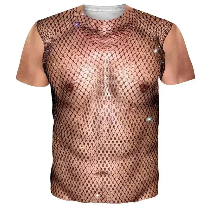 3D Printing Drawing - 2024Funny Muscle Body 3D Printed T-shirt