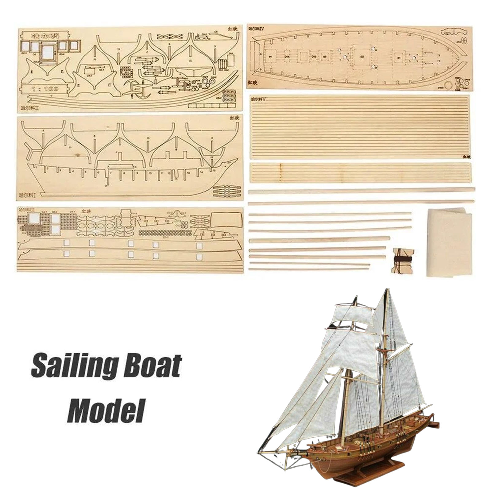 【Halcon Sailboat Wooden Model  - đánh giá và giá 3D Printing Lego