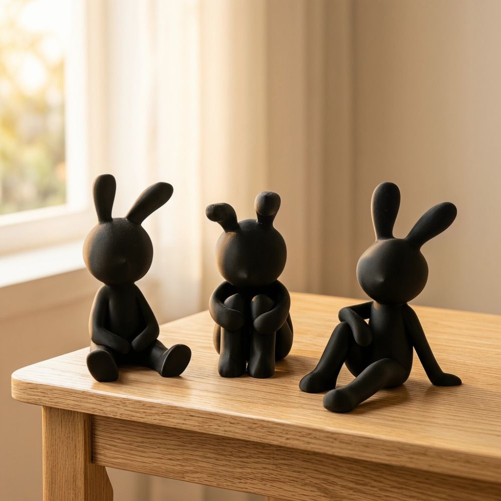 3 pcs Funny 3D Printed Sitting - đánh giá và giá 3D Printing Rabbit